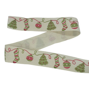 15mm Christmas Mix Printed Cotton Ribbon 4.5meters