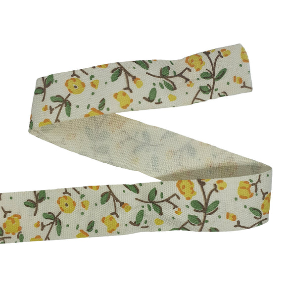 15mm Yellow Dainty Floral Cotton Ribbon 4.5m