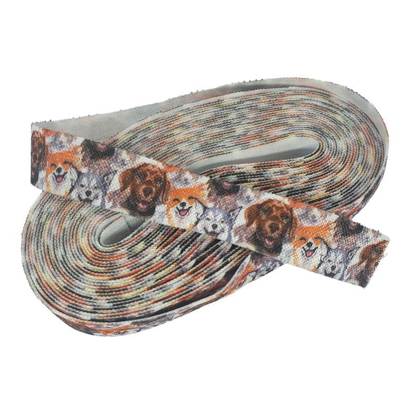 Dog / Puppy Print 15mm Fold Over Elastic 4.5m