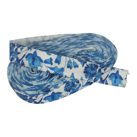 Blue Floral 15mm Fold Over Elastic 4.5m