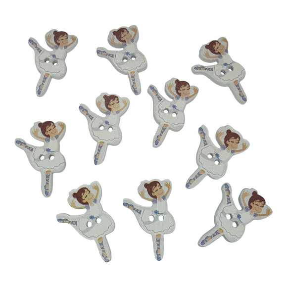 Wooden White Ballerina Buttons