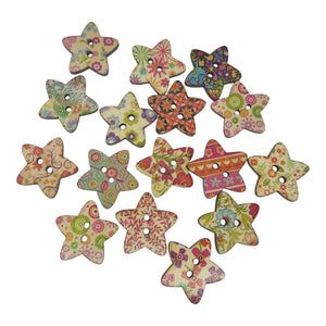 Wooden Christmas Star Buttons