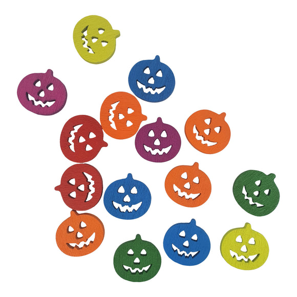 Wooden Multi Colour Pumpkin Buttons 15pk