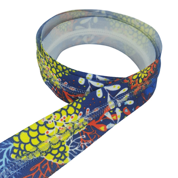 Blue Vibrant Floral #5 Zipper Tape