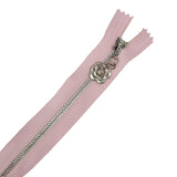 20cm Silver Metal Zipper with Rose Puller