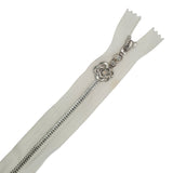 20cm Silver Metal Zipper with Rose Puller