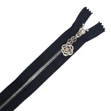 20cm Silver Metal Zipper with Rose Puller