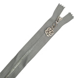 20cm Silver Metal Zipper with Rose Puller