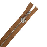 20cm Silver Metal Zipper with Rose Puller