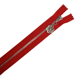 20cm Silver Metal Zipper with Rose Puller