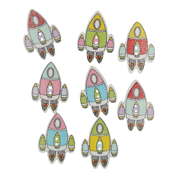 Wooden Rocket Ship Buttons