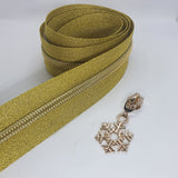 Limited edition metallic gold sz 5 Zipper Tape with puller