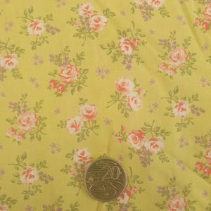 Vintage Posies on Green Quilting Cotton