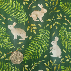 Rabbits on Green Quilting Cotton