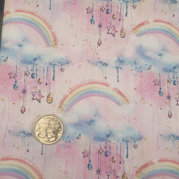 Pink Rainbow Clouds Quilting Cotton