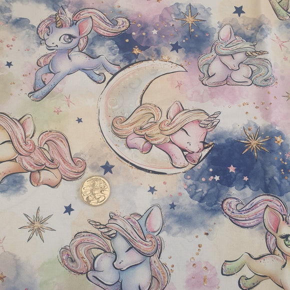 Unicorns on the Moon Quilting Cotton