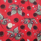 Ladybirds and Florals on Red Quilting Cotton