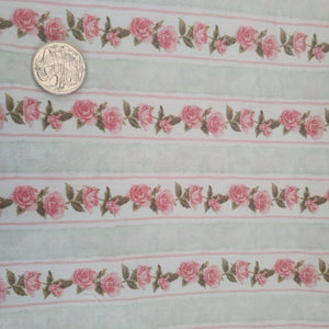 Blue Floral Stripes Quilting Cotton