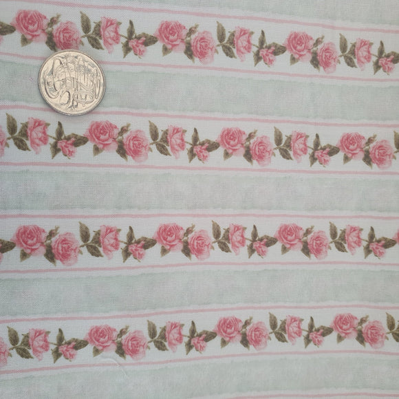 Blue Floral Stripes Quilting Cotton