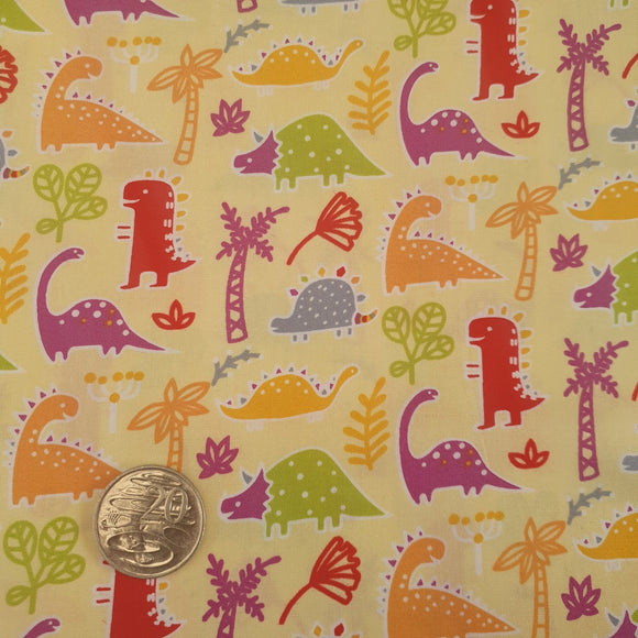 Dinosaurs on Yellow Quilting Cotton