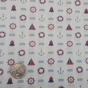 Nautical on White Quilting Cotton