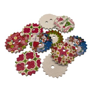 Wreath Wooden Christmas Buttons