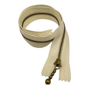 Bronze Metal Closed End Zips 30cm