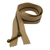 Bronze Metal Closed End Zips 40cm