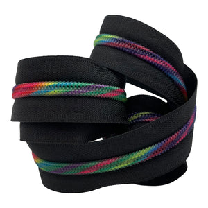 Black with Rainbow Twist Striped Teeth #5 Zipper Tape