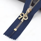 20cm Gold Metal Zipper with Bow Puller