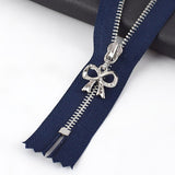 20cm Silver Metal Zipper with Bow Puller