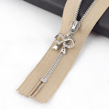 20cm Silver Metal Zipper with Bow Puller