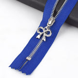 20cm Silver Metal Zipper with Bow Puller