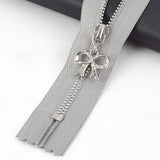 20cm Silver Metal Zipper with Bow Puller