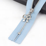 20cm Silver Metal Zipper with Bow Puller