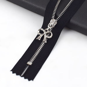 20cm Silver Metal Zipper with Bow Puller