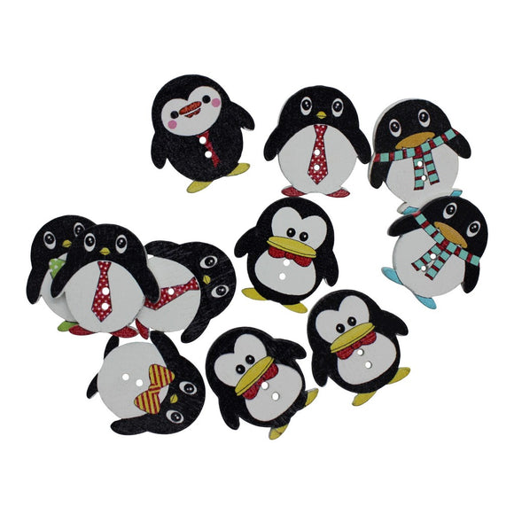 Wooden Penguin Buttons