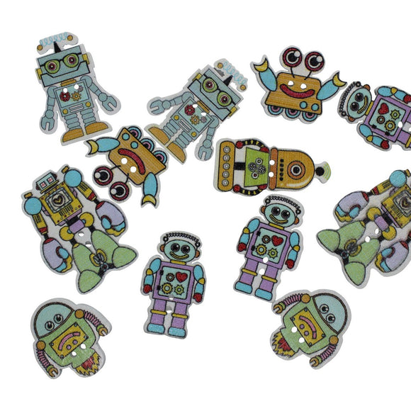 Wooden Robot Buttons