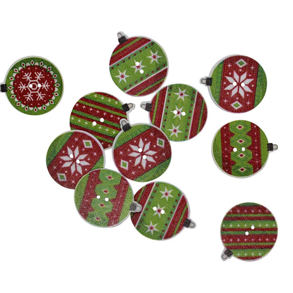 Wooden Christmas Bauble Buttons