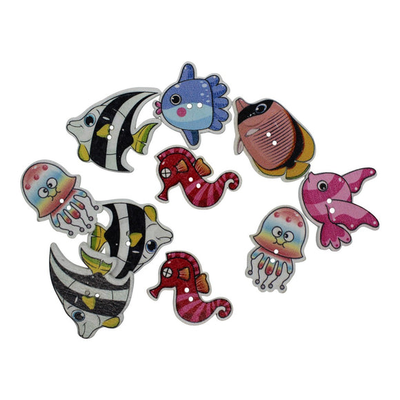 Mixed Wooden Fish Buttons