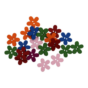 15mm Wooden Flower Buttons - 20pk