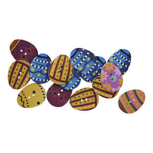 Wooden Easter Egg Buttons - Vintage Mix