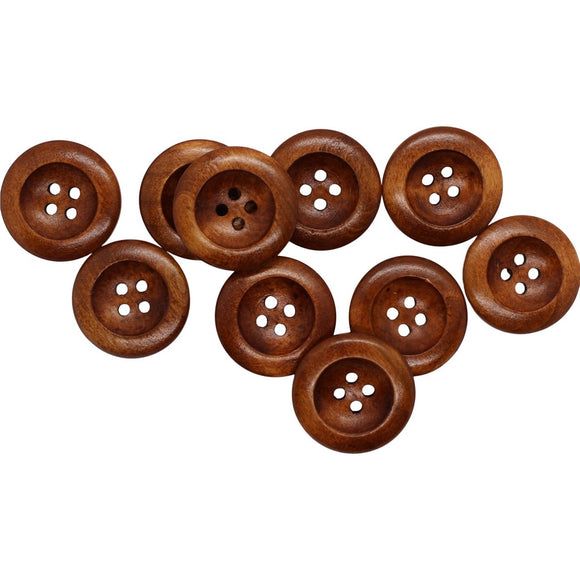 25mm Round Wooden 4 Hole Buttons