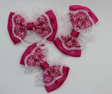 Lace and Satin bows - 1.5inch - 7 Colours