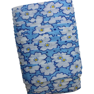 20mm Flower Print Bias Binding / Tape 23m - Blue