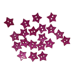 14mm Star Shaped Resin Glitter Buttons - 20pk - Lots of Colours